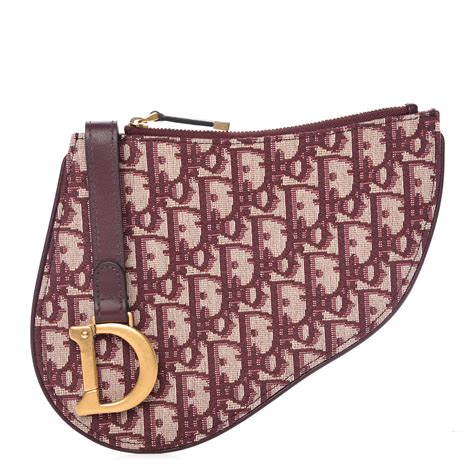 dior saddle clutch|CHRISTIAN DIOR Oblique Saddle Clutch Burgundy.